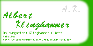 albert klinghammer business card